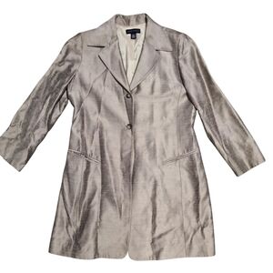 ANNE KLEIN long silver dress jacket 12